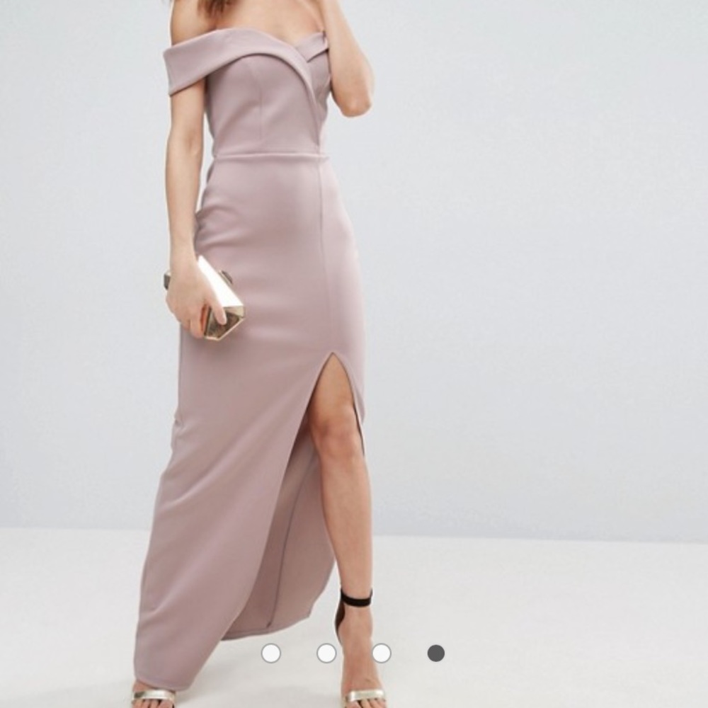 Asos scuba wrap mauve pink maxi dress high split